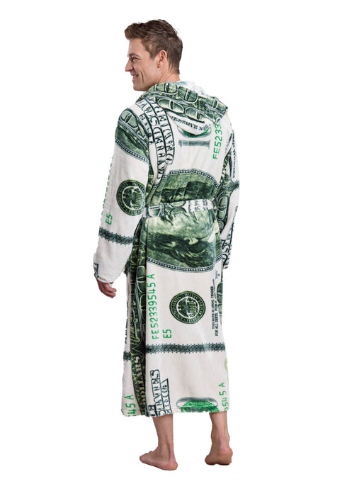 Roper Unisex US Dollar Print Green/White 100% Polyester Bathrobe