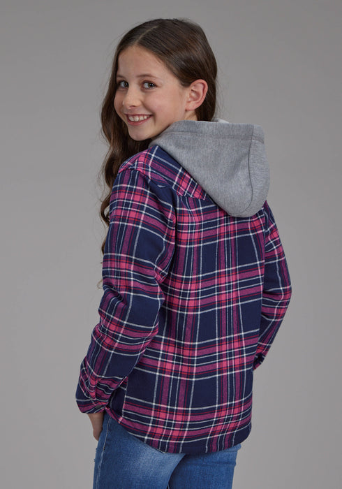 Roper Kids Girls Thermal Lined Shirt Blue/Red 100% Cotton Jacket
