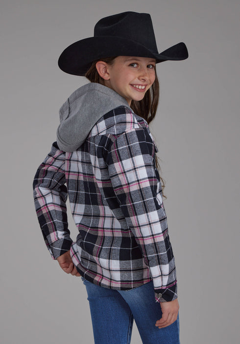 Roper Kids Girls Thermal Lined Shirt Black 100% Cotton Jacket