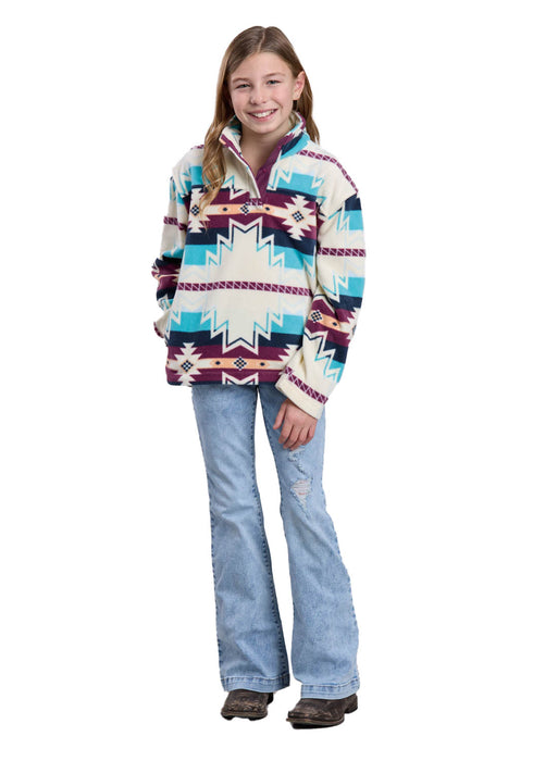 Roper Kids Girls Large Aztec Print Multi-Color 100% Polyester Fleece Jacket