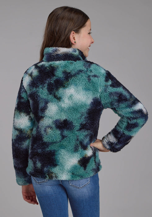 Roper Kids Girls Tie Dye Polar Blue 100% Polyester Fleece Jacket