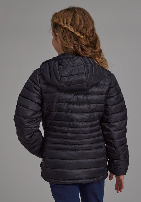 Roper Kids Girls Poly Fill Hooded Black 100% Polyester Softshell Jacket