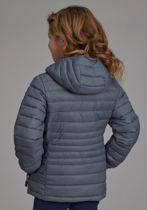 Roper Kids Girls Poly Fill Hooded Silver Blue 100% Nylon Softshell Jacket