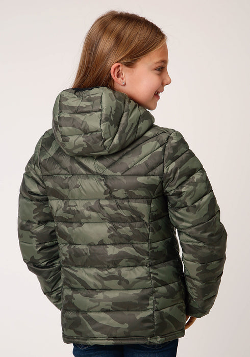 Roper Girls Camo Nylon Parachute Insulated Hood Jacket