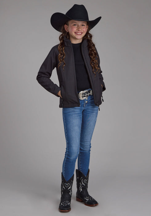Roper Kids Girls Bonded Fleece Charcoal Heather Poly/Spandex Softshell Jacket