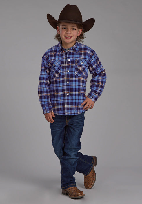 Roper Kids Boys Sherpa Lined Shirt Navy/Blue 100% Cotton Jacket