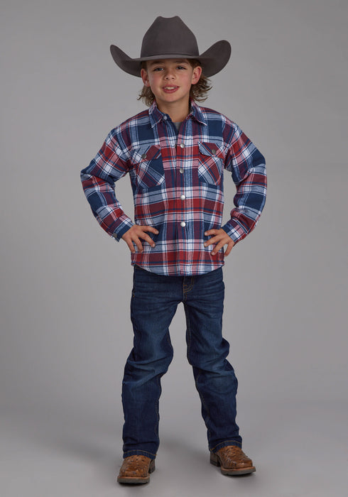 Roper Kids Boys Sherpa Lined Shirt Red/Blue 100% Cotton Jacket