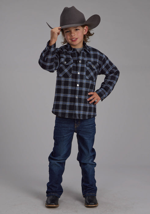 Roper Kids Boys Sherpa Lined Shirt Black 100% Cotton Jacket