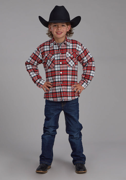 Roper Kids Boys Sherpa Lined Shirt Orange 100% Cotton Jacket