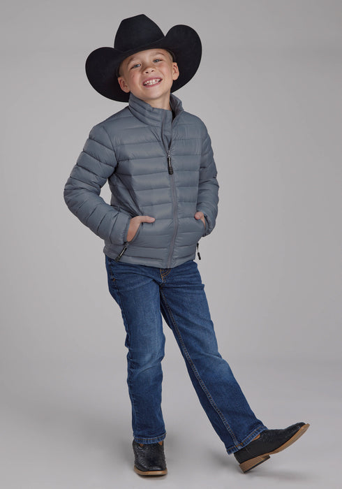 Roper Kids Boys Polyfill Parachute Silver Blue 100% Nylon Softshell Jacket