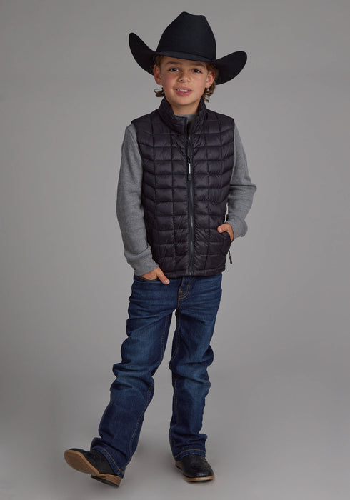 Roper Kids Boys Crushable Parachute Black 100% Nylon Softshell Vest