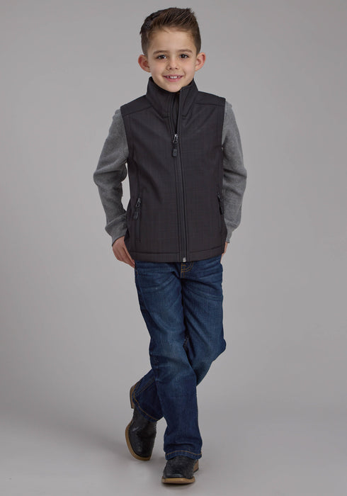 Roper Kids Boys Bonded Fleece Charcoal Heather Poly/Spandex Softshell Vest