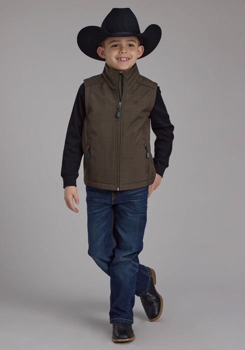 Roper Kids Boys Bonded Fleece Chocolate Brown Poly/Spandex Softshell Vest