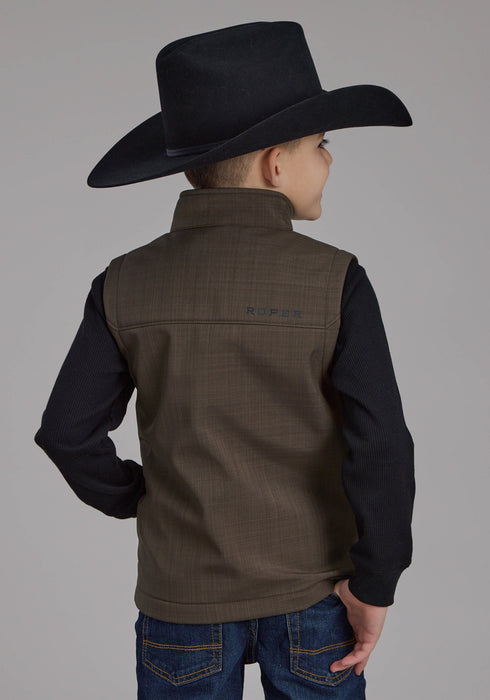 Roper Kids Boys Bonded Fleece Chocolate Brown Poly/Spandex Softshell Vest
