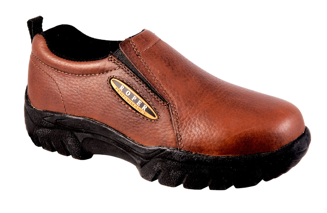 Roper Mens Performance Bay Brown Leather Slip-On Shoes