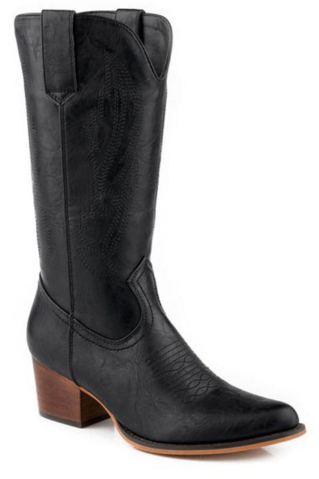 Roper Womens Nettie Black Faux Leather Cowboy Boots