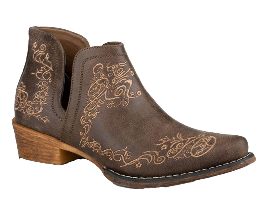 Roper Womens Ava Scroll Brown Faux Leather Fashion Boots