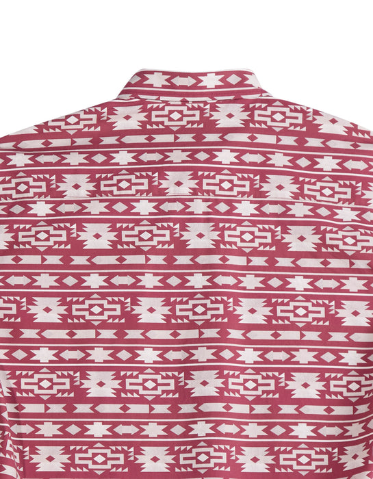 Tin Haul Mens Aztec Stripe Wine/White 100% Cotton L/S Shirt