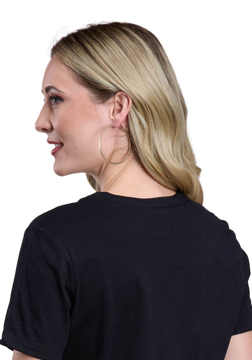 Tin Haul Womens Horseshoe With Scenery Black Cotton Blend S/S T-Shirt