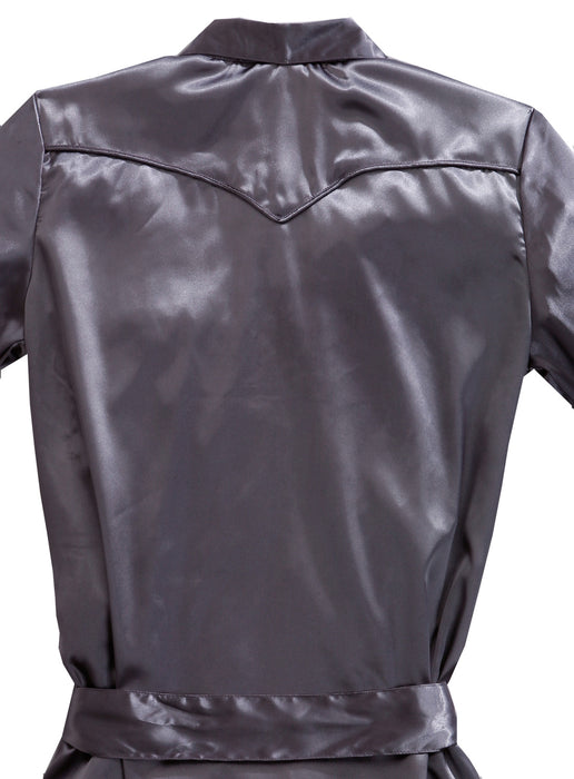 Tin Haul Womens Self Belted Western Grey 100% Polyester L/S Shirt