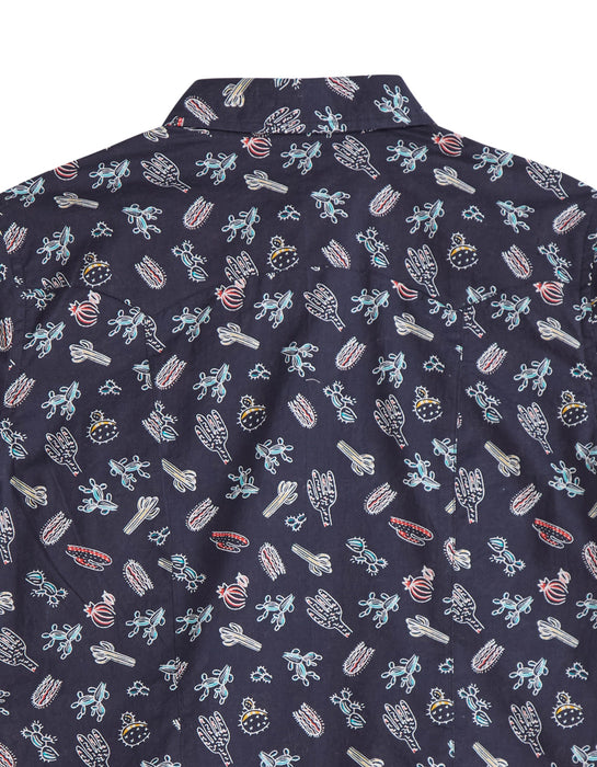 Tin Haul Womens 2421 Tossed Cactus Black 100% Cotton L/S Shirt