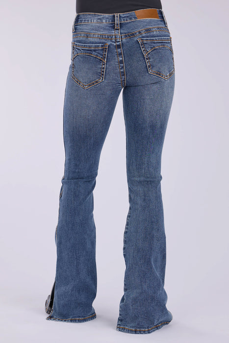 Tin Haul Womens 595 Libby 6in Split Leg Blue Cotton Blend Jeans