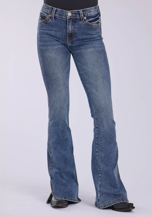 Tin Haul Womens 595 Libby 6in Split Leg Blue Cotton Blend Jeans
