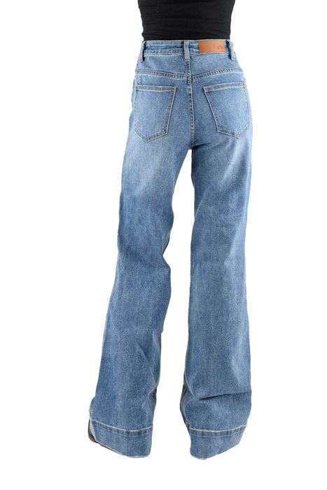 Tin Haul Womens Claire Angled Side Seam Blue Cotton Blend Jeans