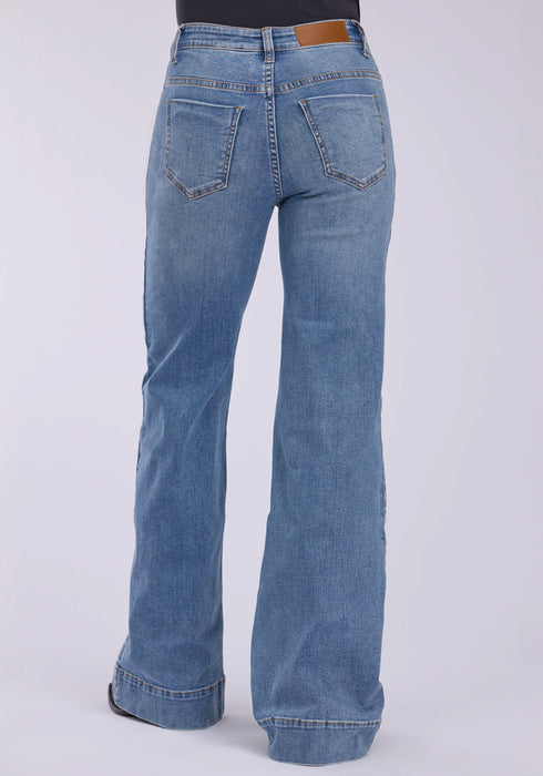 Tin Haul Womens 870 Claire Side Yokes Blue Cotton Blend Jeans