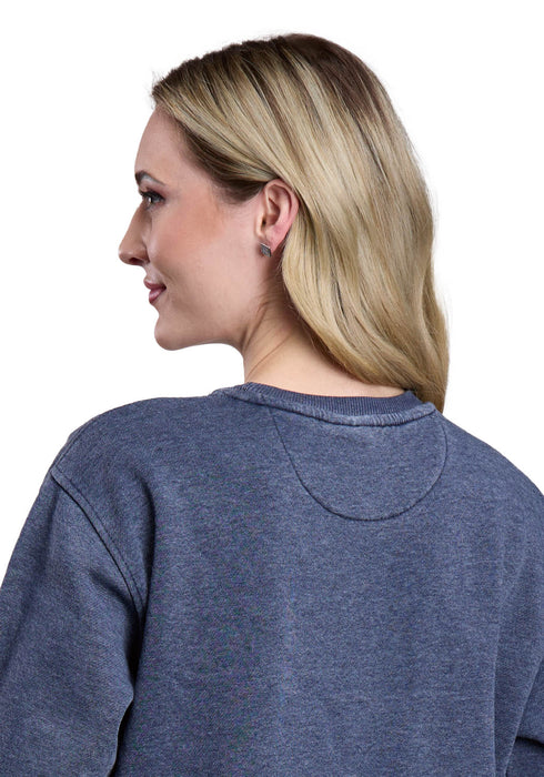 Tin Haul Womens Longhorn Skull and Sun Navy Cotton Blend Sweatshirt