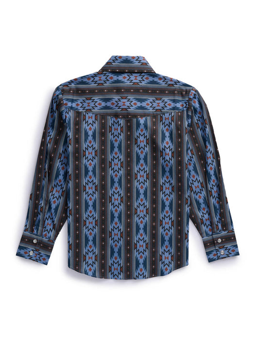 Ely and Walker Kids Boys Western Aztec Print Blue/Black 100% Cotton L/S Shirt