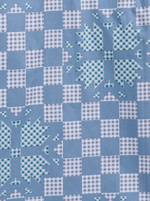 Ely and Walker Kids Boys Checker Patchwork Snap Denim Blue 100% Cotton L/S Shirt