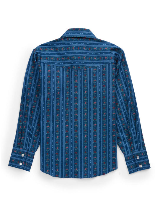 Ely and Walker Kids Boys Wallpaper Floral Print Navy 100% Cotton L/S Shirt