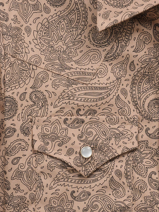 Ely and Walker Kids Boys Paisley Print Snap Khaki 100% Cotton L/S Shirt