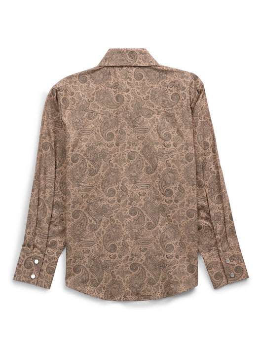 Ely and Walker Kids Boys Paisley Print Snap Khaki 100% Cotton L/S Shirt