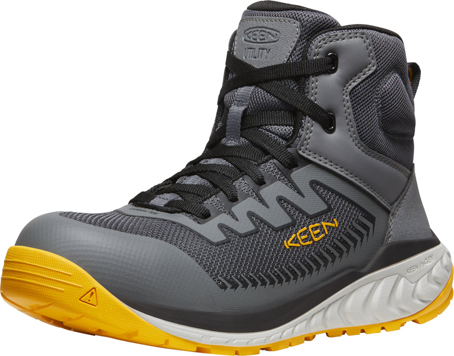 Keen Utility Mens Arvada Mid CT Steel Grey/Keen Yellow Synthetic Work Boots