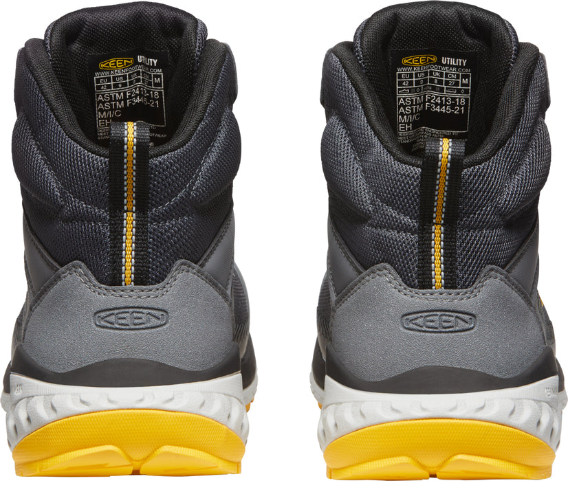 Keen Utility Mens Arvada Mid CT Steel Grey/Keen Yellow Synthetic Work Boots