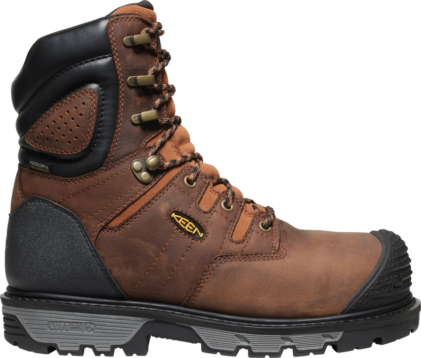 Keen Utility Mens Camden 8in WP 600G CT Brown/Black Leather Work Boots