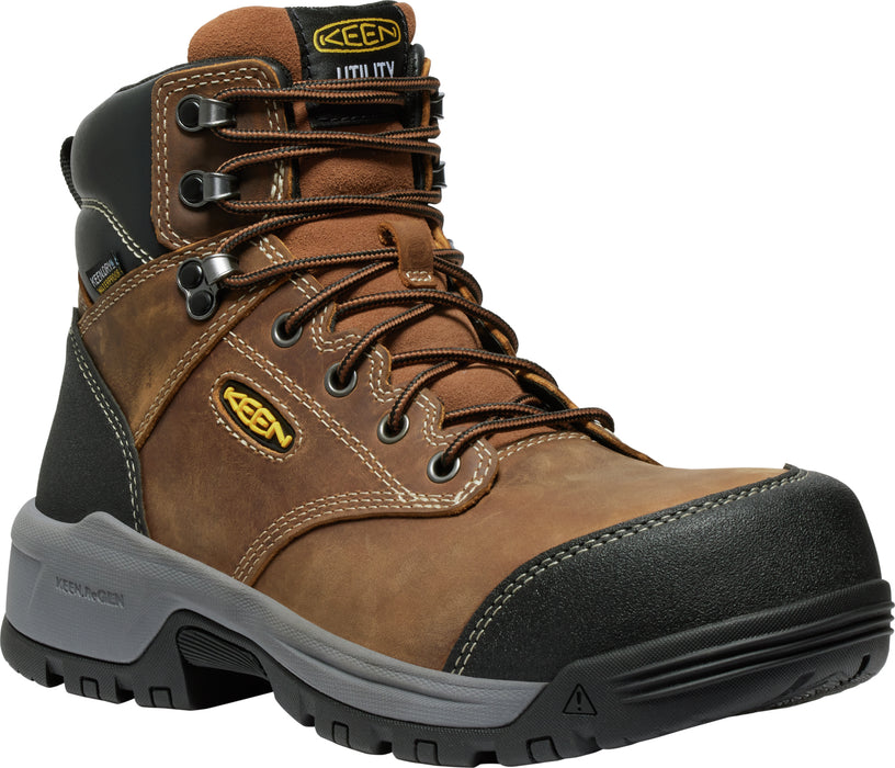 Keen Utility Mens Evanston 6in WP CT Bison/Black Leather Work Boots