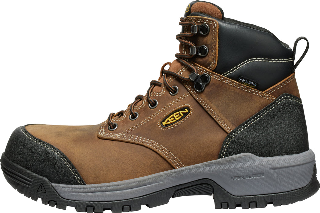 Keen Utility Mens Evanston 6in WP CT Bison/Black Leather Work Boots