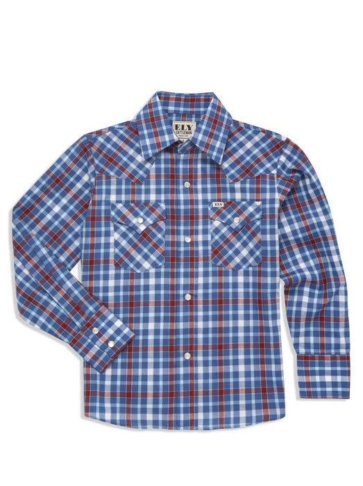 Ely and Walker Kids Boys Western Heritage Plaid White/Red Poly/Cotton L/S Shirt