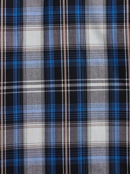 Ely and Walker Kids Boys Western Textured Plaid Blue/Black Poly/Cotton L/S Shirt