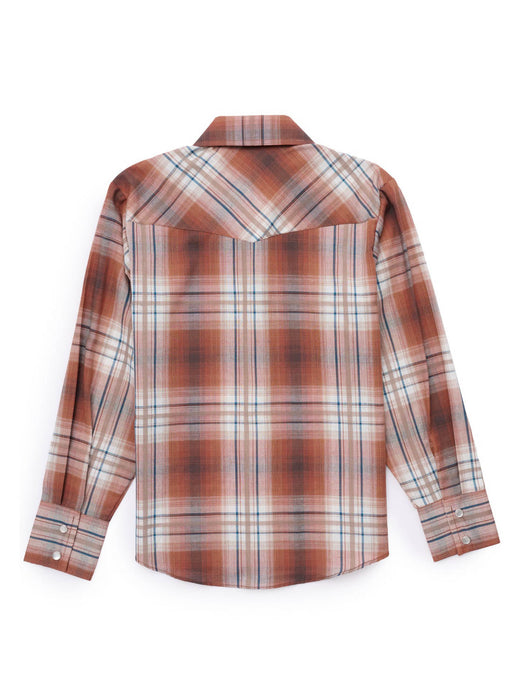 Ely and Walker Kids Boys Western Textured Plaid Rust Poly/Cotton L/S Shirt