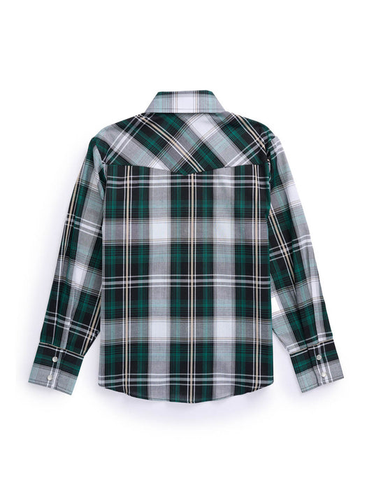 Ely and Walker Kids Boys Textured Plaid Western Green Poly/Cotton L/S Shirt