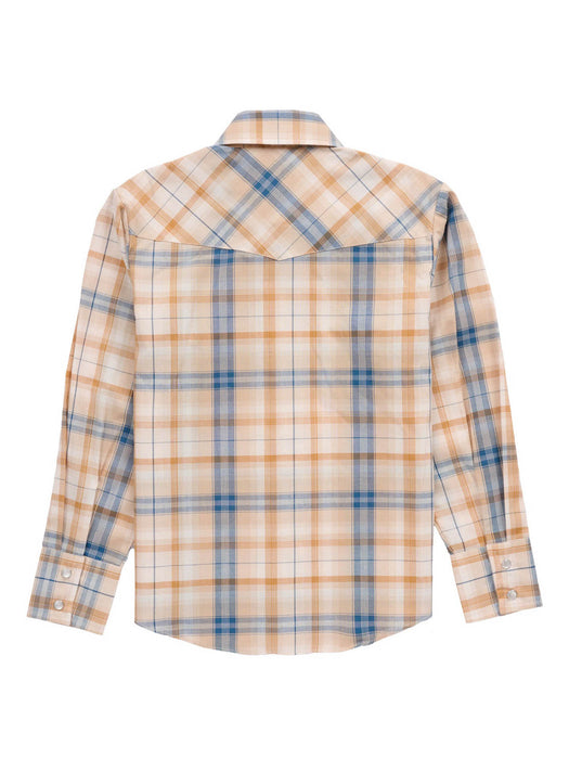 Ely and Walker Kids Boys Western Textured Plaid Tan Poly/Cotton L/S Shirt