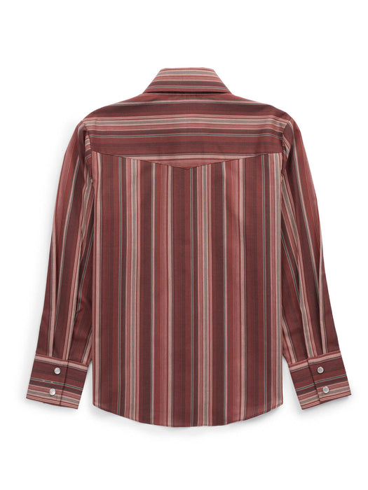 Ely and Walker Kids Boys Western Textured Stripe Burgundy Poly/Cotton L/S Shirt