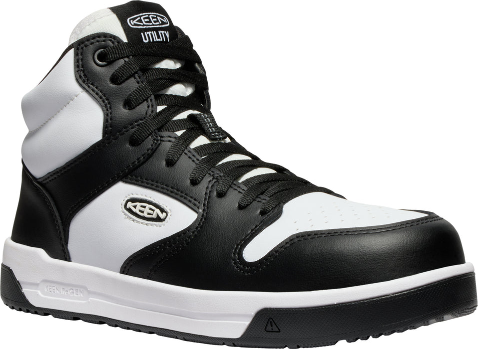 Keen Utility Mens Overton Mid CT Star White/Black Leather Work Boots