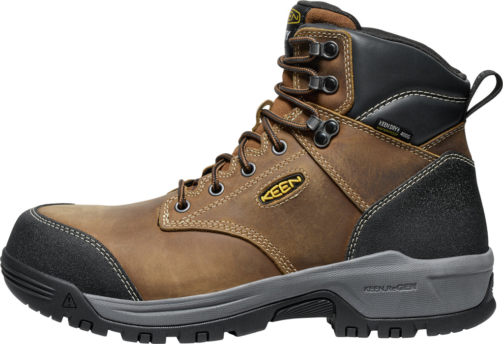 Keen Utility Mens Evanston 6in WP 400G CT Bison/Black Leather Work Boots