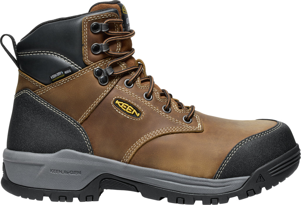 Keen Utility Mens Evanston 6in WP 400G CT Bison/Black Leather Work Boots