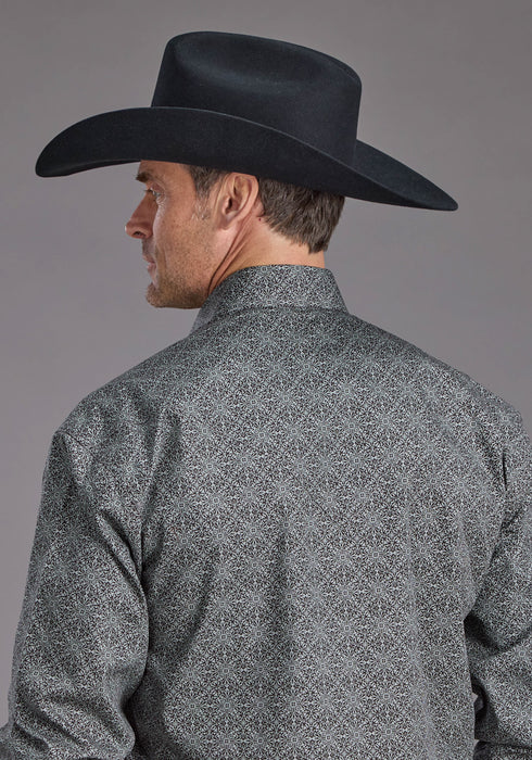Stetson Mens 2237 Iron Filigree Grey 100% Cotton L/S Shirt